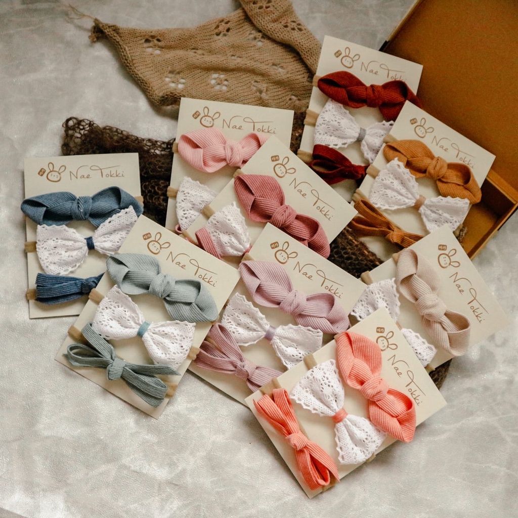 Naetokki Baby Headband - Aksesoris Rambut Bandana Bando Anak Bayi Lace Bow Ribbon Hair Clip Pita Nae