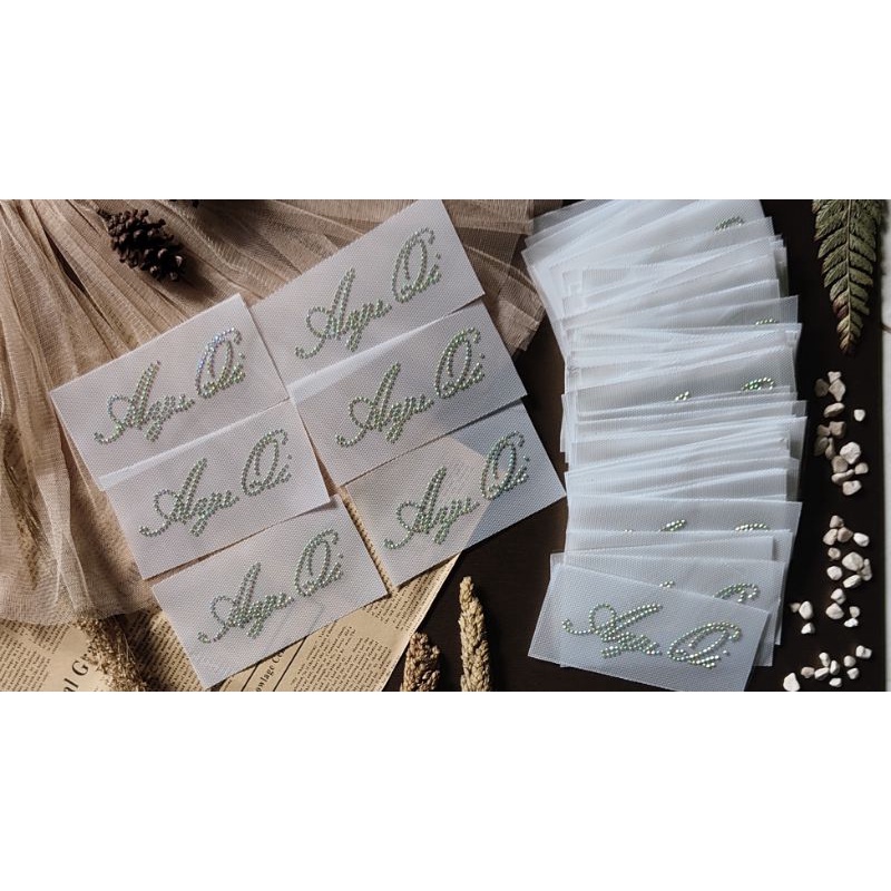 custom hias nama logo swarovski