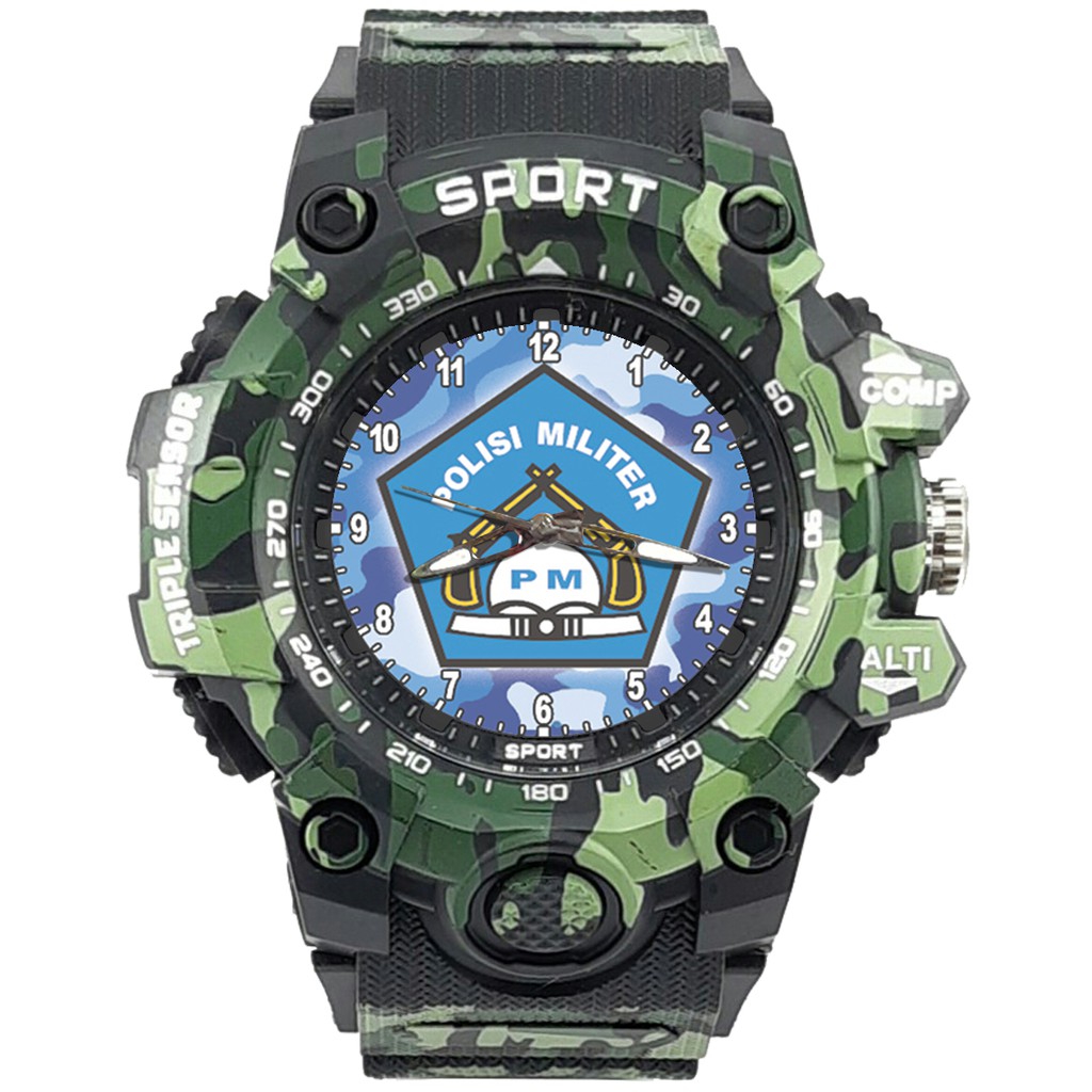 {Istimewa} Jam Tangan LOGO POLISI MILITER - PM 3 Hitam Army Water Resistant