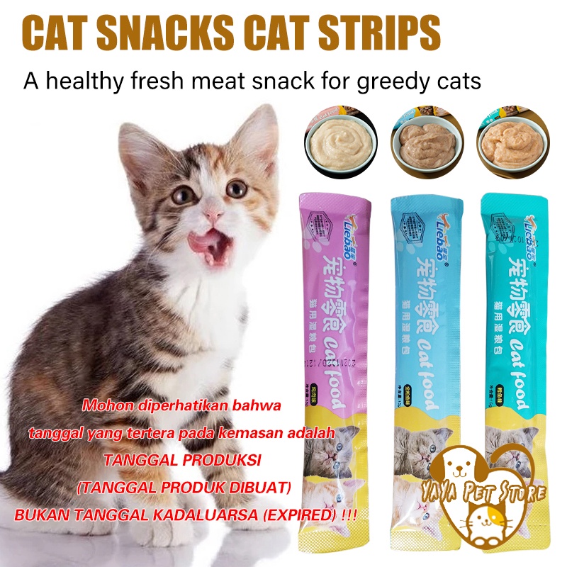 15g/Strip Snack Kucing Snack Hewan Peliharaan Snack Pengemukan Kucing Pelengkapa Hewan Peliharaan