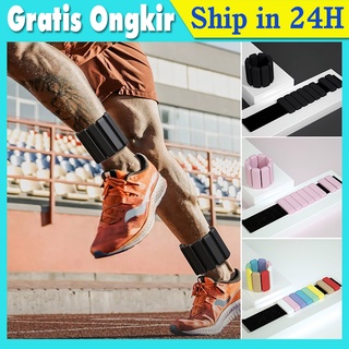 2pcs/Set Adjustable Ankle Wrist Weight Bracelet Pemberat Tangan Beban Kaki 1kg Bahan Silica Gel dan Stainless Steel