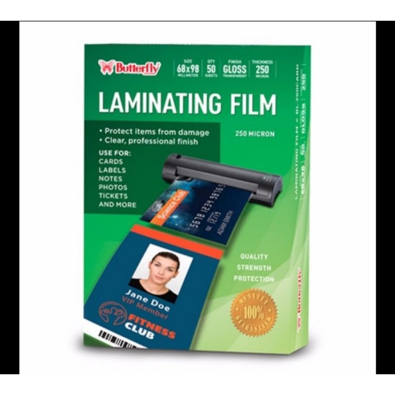 

plastik laminating ktp 250 micron butterfly