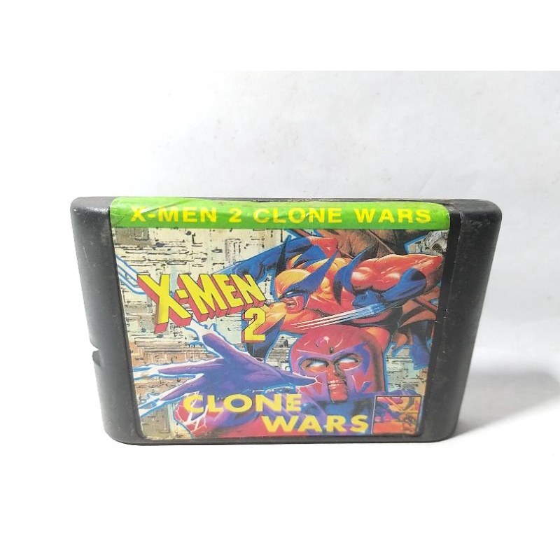 Kaset Video Game Cartridge Cassette Sega Xmen X-men 2 Clone Wars Superhero Wolverine Magneto Mutant 