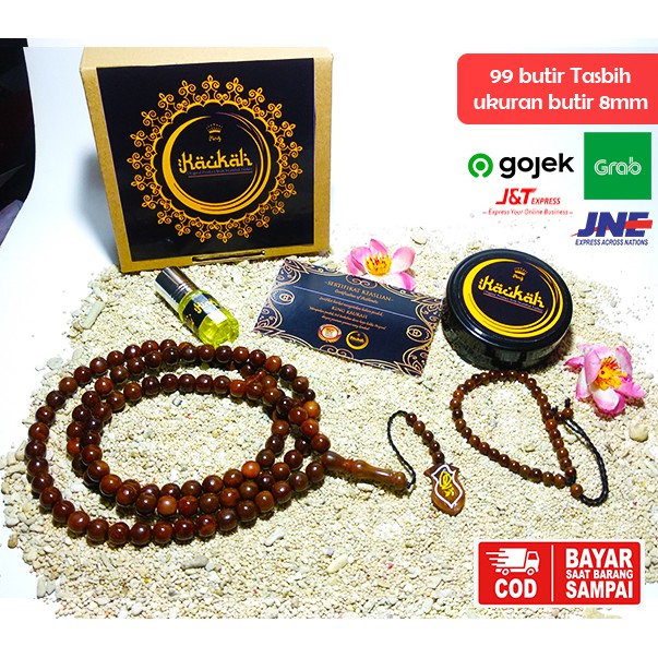 Tasbih kayu kokka kaukah Bulat Besar uk 8mm bonus parfum&gelang koka Bersertifikat