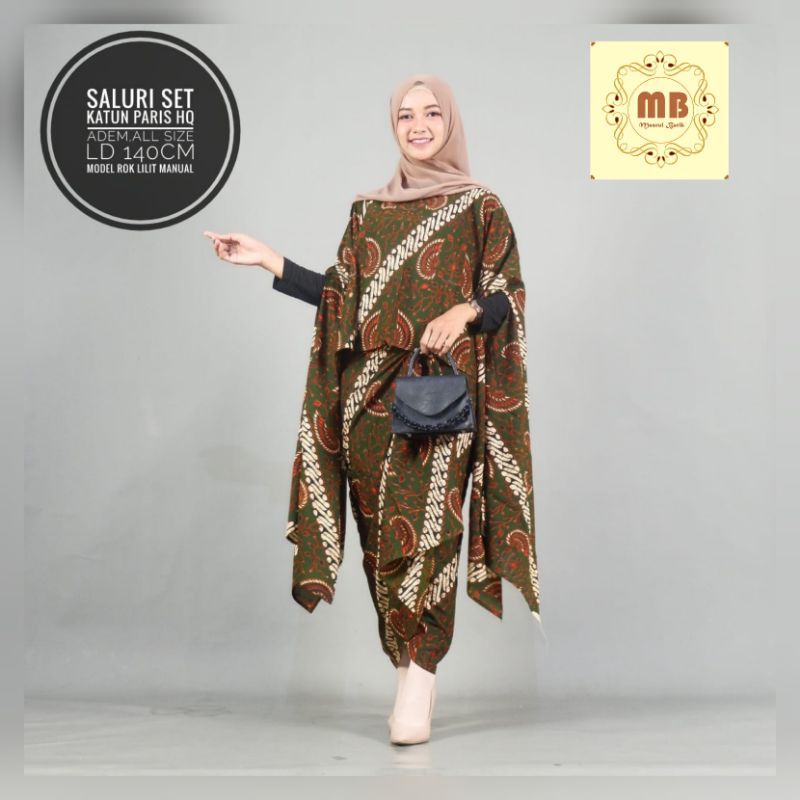 kaftan batik set rok lilit / batik kondangan set / batik pesta katun high quality all size