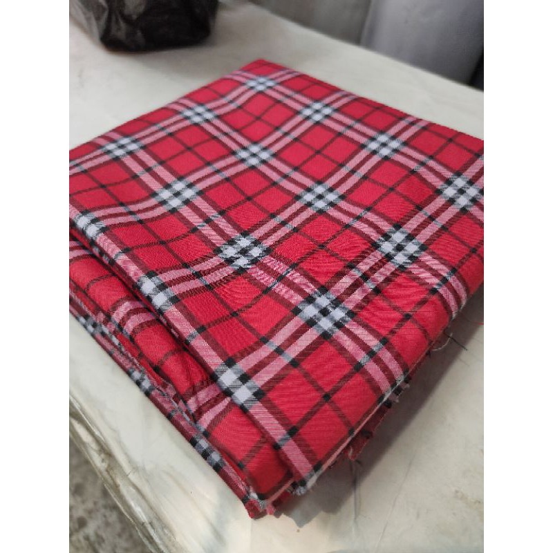 BAHAN KAIN BURBERRY KATUN YANDET KEMEJA SERAGAM KOTAK-KOTAK PRIA WANITA ANAK GULUNGAN METERAN (YARD)