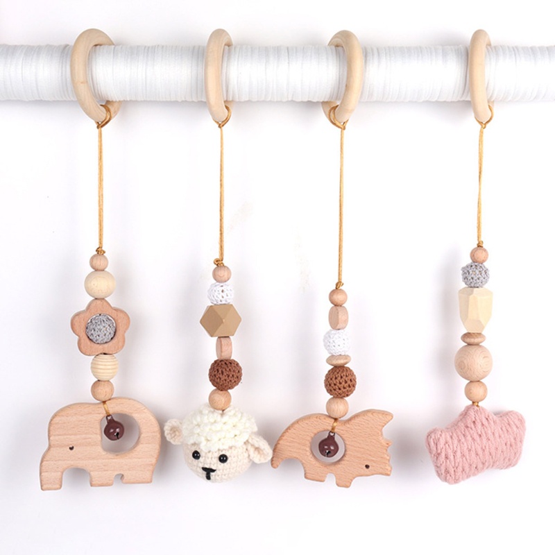 Mary 4pcs / Set Mainan Rattle Teether Bahan Kayu Untuk Bayi Newborn