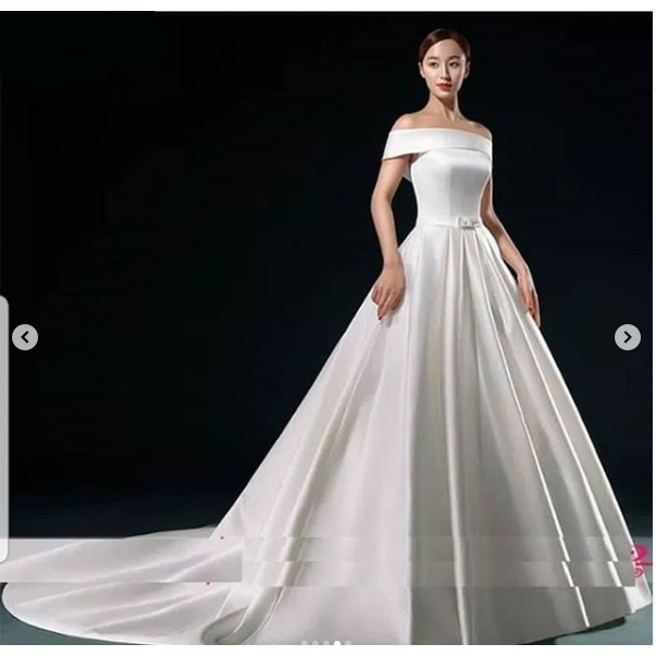 Gaun Wedding Putih Simple satin bridal