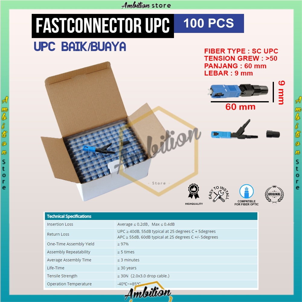 1box/100pcs SC UPC FTTH Konektor Fiber Optic SC / UPC Fiber Optic SC Fast Connector