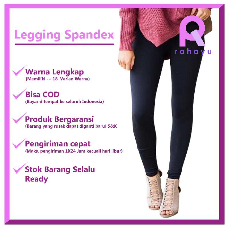 Legging Spandex Premium / Leging Panjang Polos / Lejing Panjang Spandek Standar &amp; Jumbo