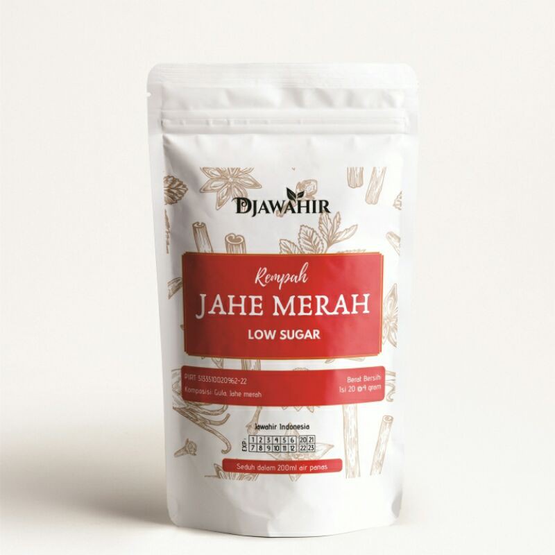 

Djawahir Jahe Merah Low Sugar instan herbal Isi 20 sachet
