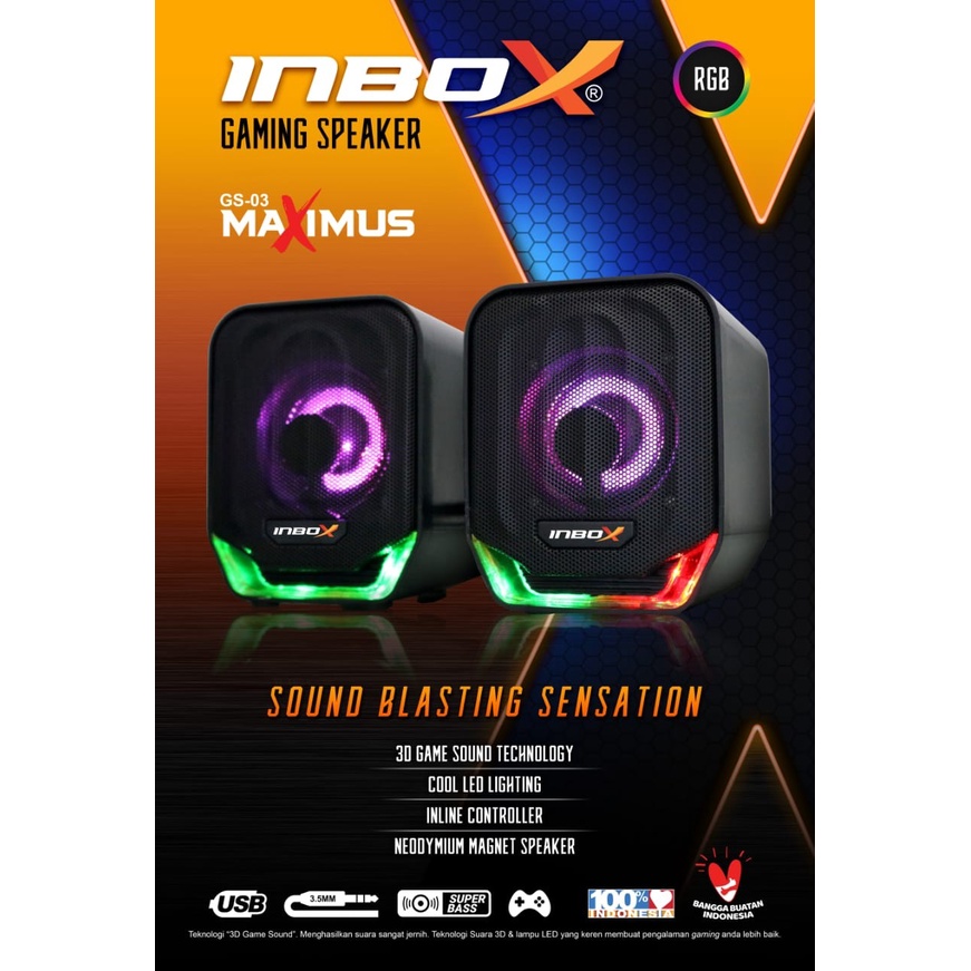 Speaker PC Super BASS INBOX GS-03 MAXIMUS GS03 Gaming SPEAKER USB RGB original