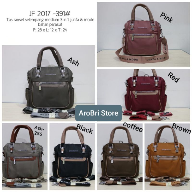 Tas ransel selempang 3in1 merk junfa & mode bahan parasut tebal