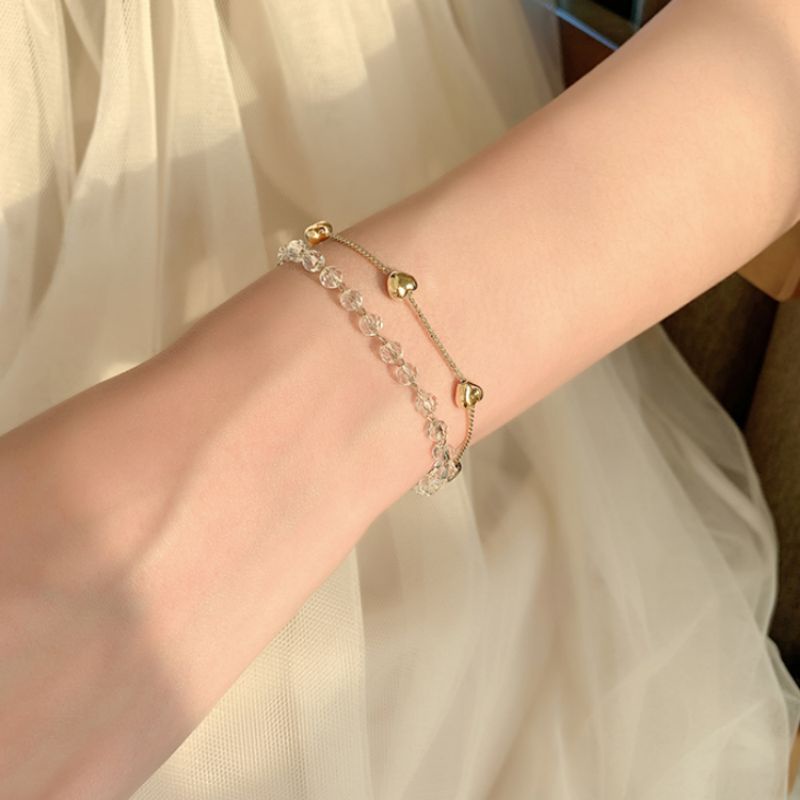 Gelang Wanita Double Layer Korean Style Bracelet Chain Manik Unik