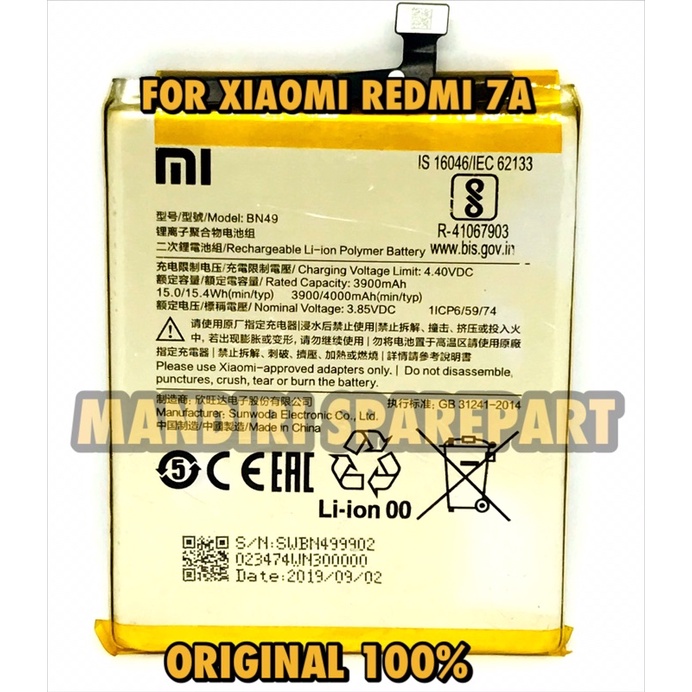 Baterai Batre Xiaomi Redmi 7A Bn49 Asli Batre Xiaomi Redmi 7A asli