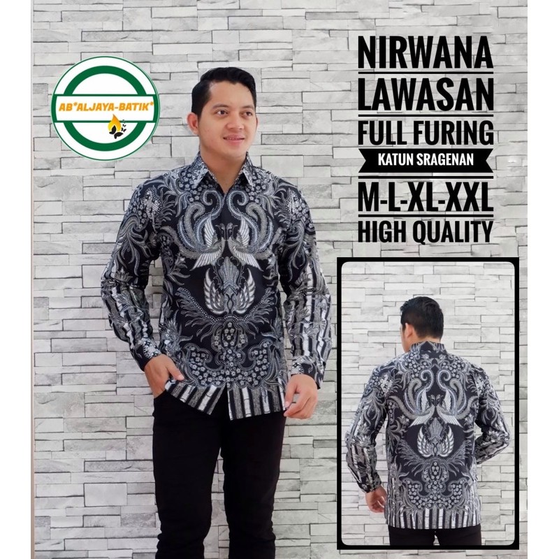 BATIK PRIA NIRWANA LAWASAN LAPIS FURING KATUN HALUS SRAGENAN SIZE M-XXL HIGH QUALITY