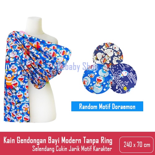 Kain Gendongan Bayi Selendang Cukin Jarik Motif Karakter Random Doraemon 240x70cm Tanpa Ring