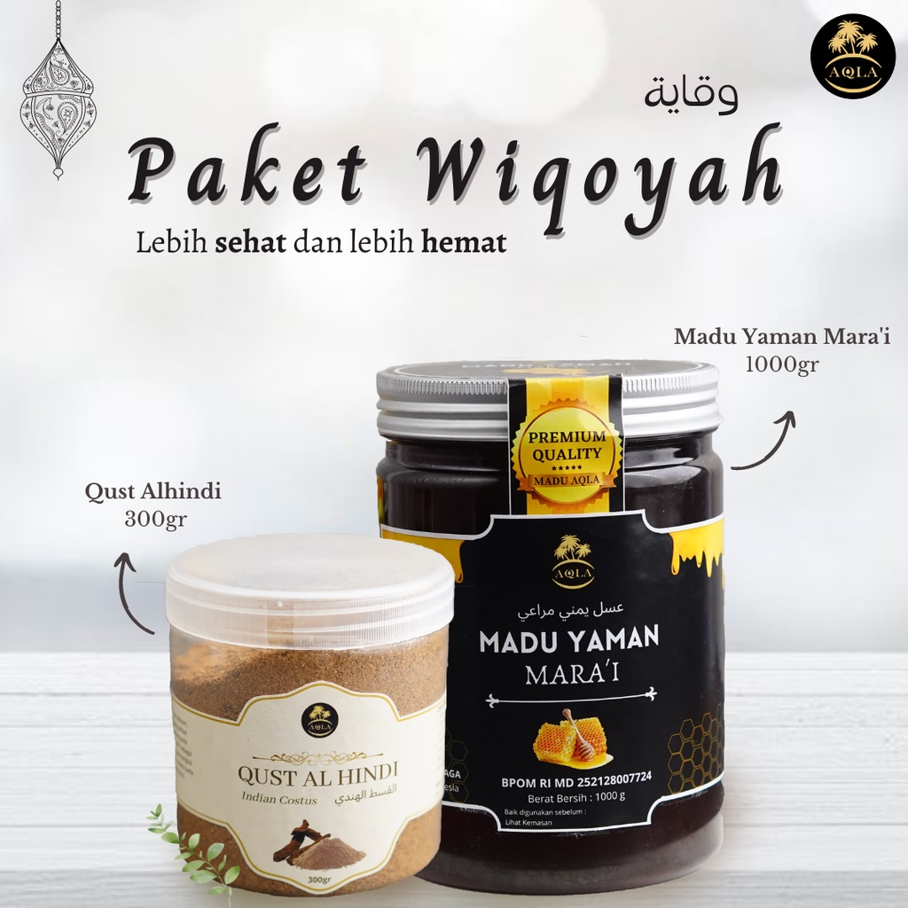 LEBIH HEMAT PAKET WIQOYAH / PAKET MADU MARA'I 1KG + QUST AL HINDI 300GR