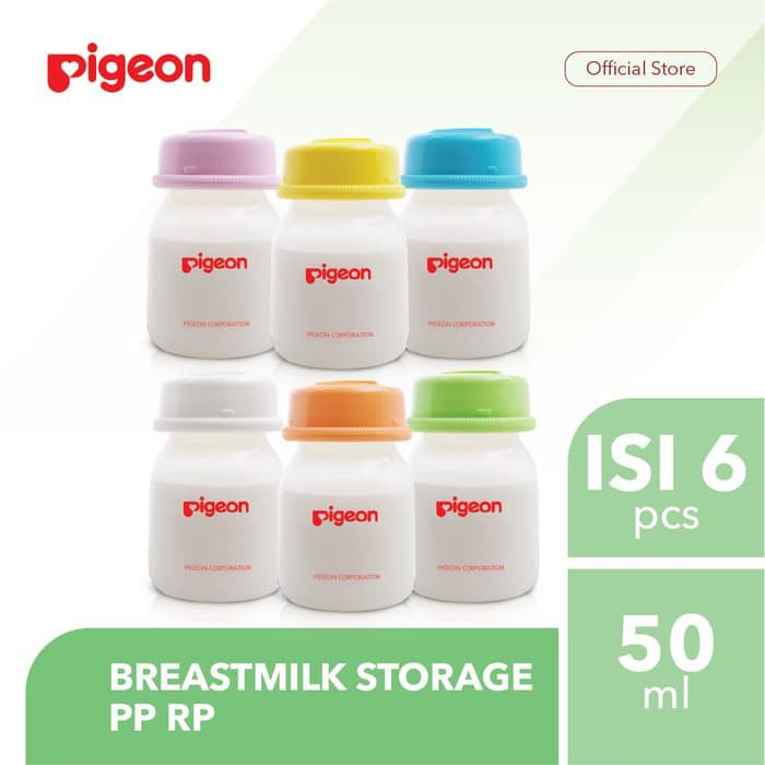 BREASTMILK STORAGE BOTTLES ISI 6 50ML PIGEON PR010388