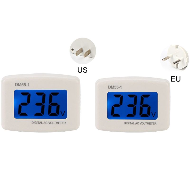 Btsg DM55-1 LCD Digital Display AC 80-300V Voltage Meter Plug Volt Meter Tes Tegangan