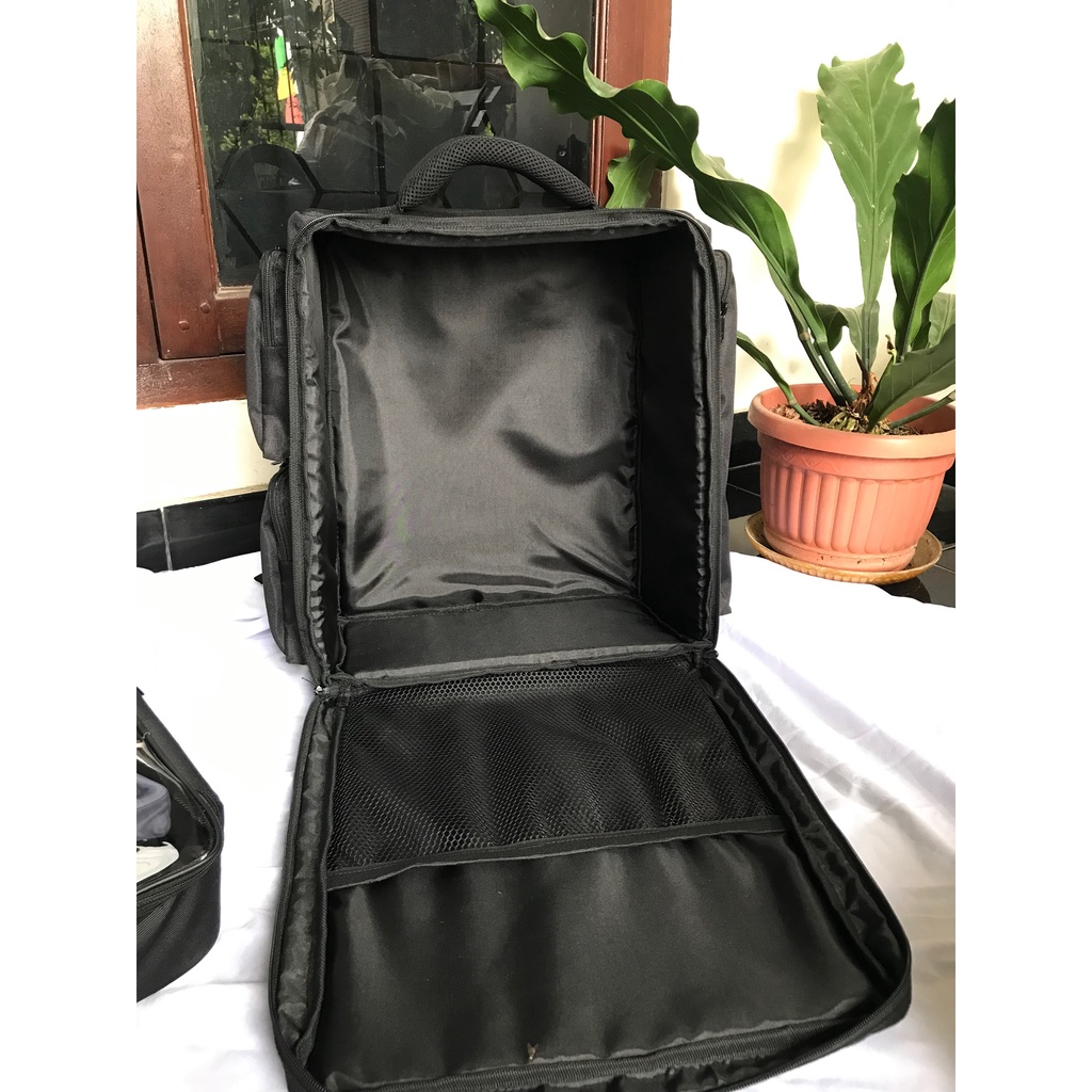 Tas Ransel Backpack Makeup Artist MUA Beauty Case Tempat Kosmetik FREE POUCH BRUSH - Kukaku Pro ko