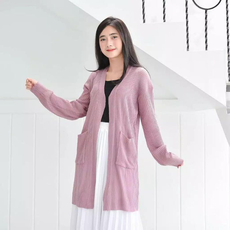 Kardigan belle/atasan wanita baju rajut wanita panjang