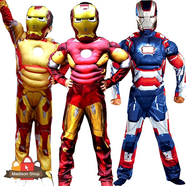 Kostum Iron Man Mussle Murah Baju Robot Cosplay Murah Topeng Ironman - Random Warna