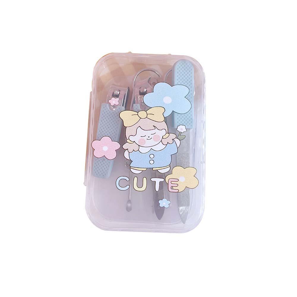 AUGUSTINA Agustina Kartun Gunting Kuku Portabel Multifungsi Manicure Kit Stainless Steel Gadis Gunting Kuku Alat