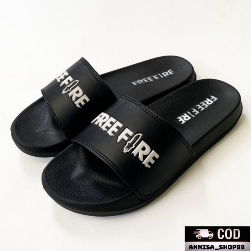 AnnisaShop99 . FF HITAM SHB . Promo Sandal Slop slip on distro casual pria wanita dewasaM