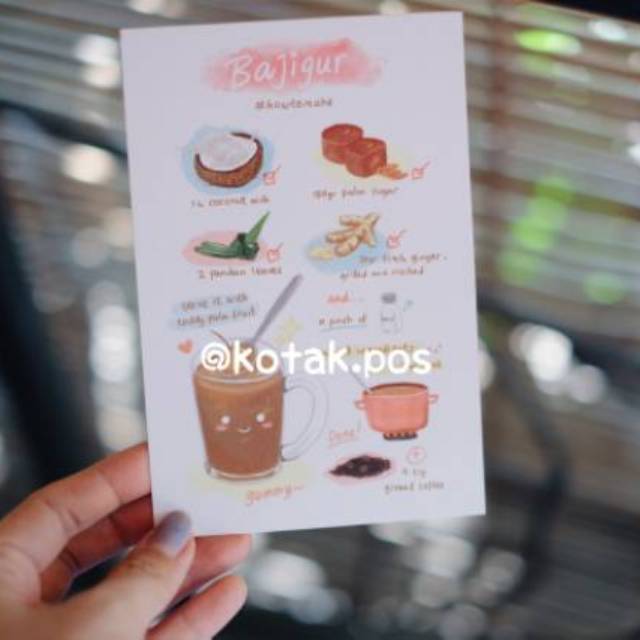 

RESEP WEDANG BAJIGUR KOPI INDONESIA POSTCARD KARTU POS SURAT FILATELI POSTCROSSING SWAP RECIPE FOOD
