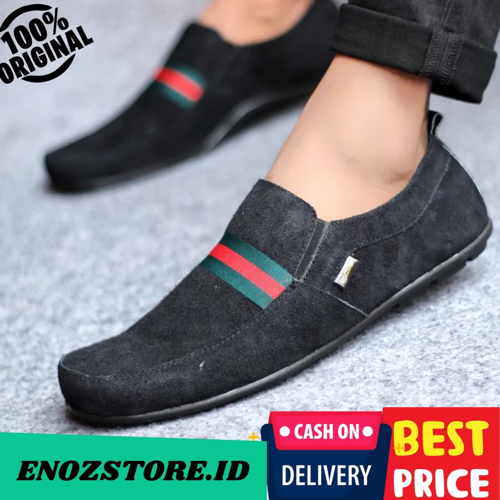 SEPATU SLIP ON PRIA KASUAL SANTAI KULIT SINTETIS PU ORIGINAL HANDMADE SLOP CASUAL FORMAL KERJA COWO/COWOK KEREN KEKINIAN