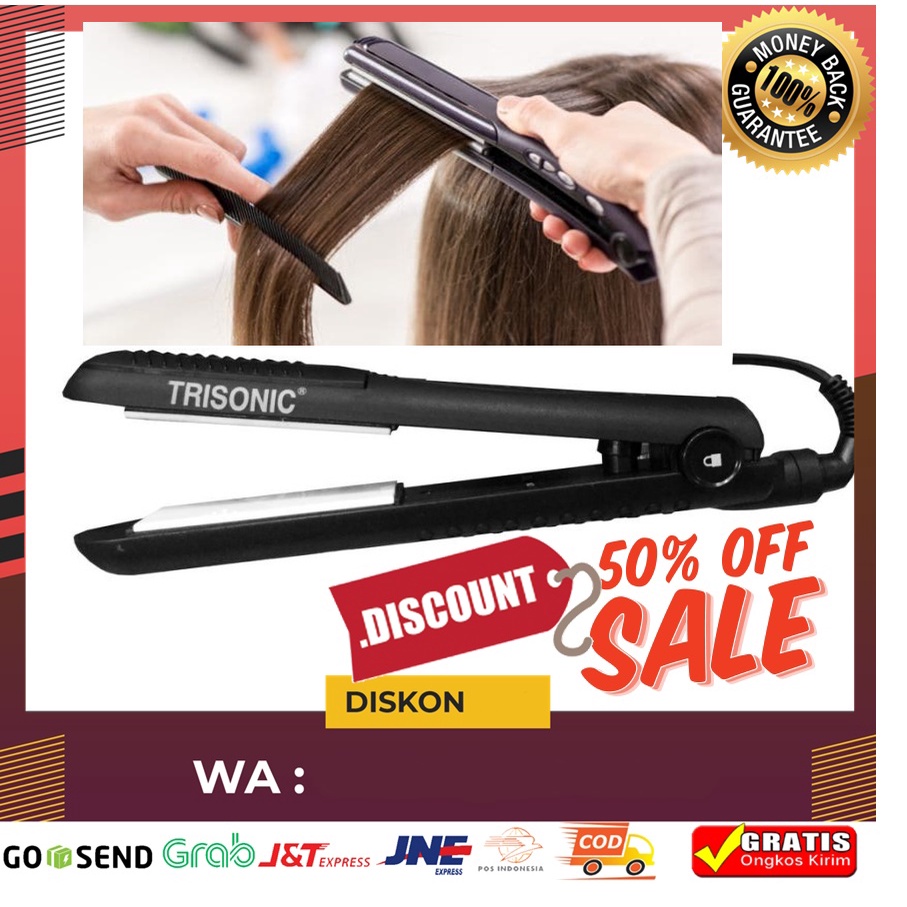 Trisonic Catokan Rambut Wanita Suhu 450 Derajat Pelurus Rambut Hair Straighten
