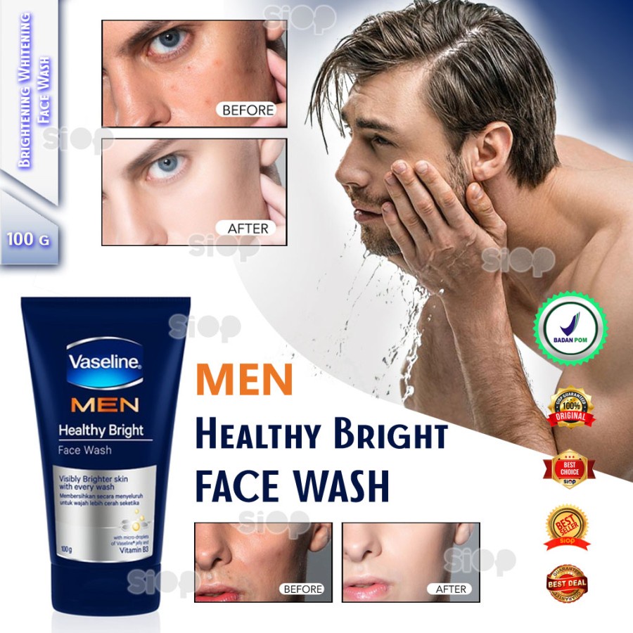 Vaseline Men Healthy Bright Face Wash Sabun Wajah Pria