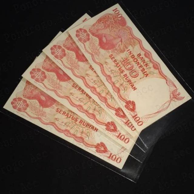 (GRESS/UNC) Uang kuno 100 rupiah burung dara goura victoria tahun 1984 uang kino rp.100 burung