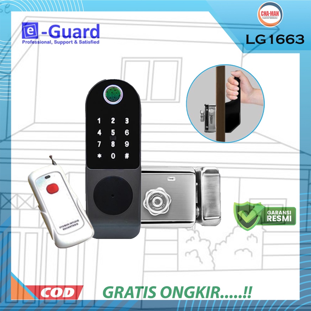 e-Guard Kunci Pintu Fingerprint Digital Smart Door Lock LG1663 Kost