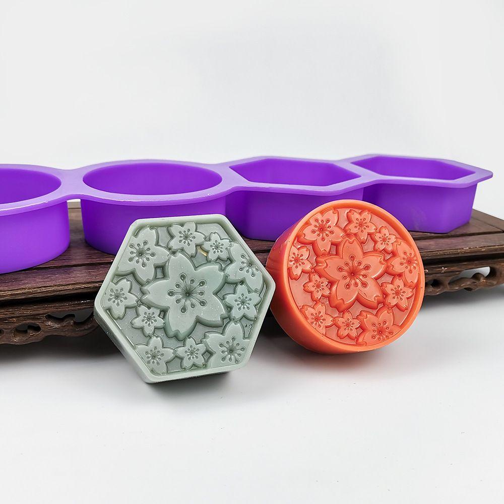 Solighter Cetakan Sabun Silikon Bentuk Bunga Multi-Fungsi 3D DIY Craft Vintage Round Mold Handmade Soaps Supplies