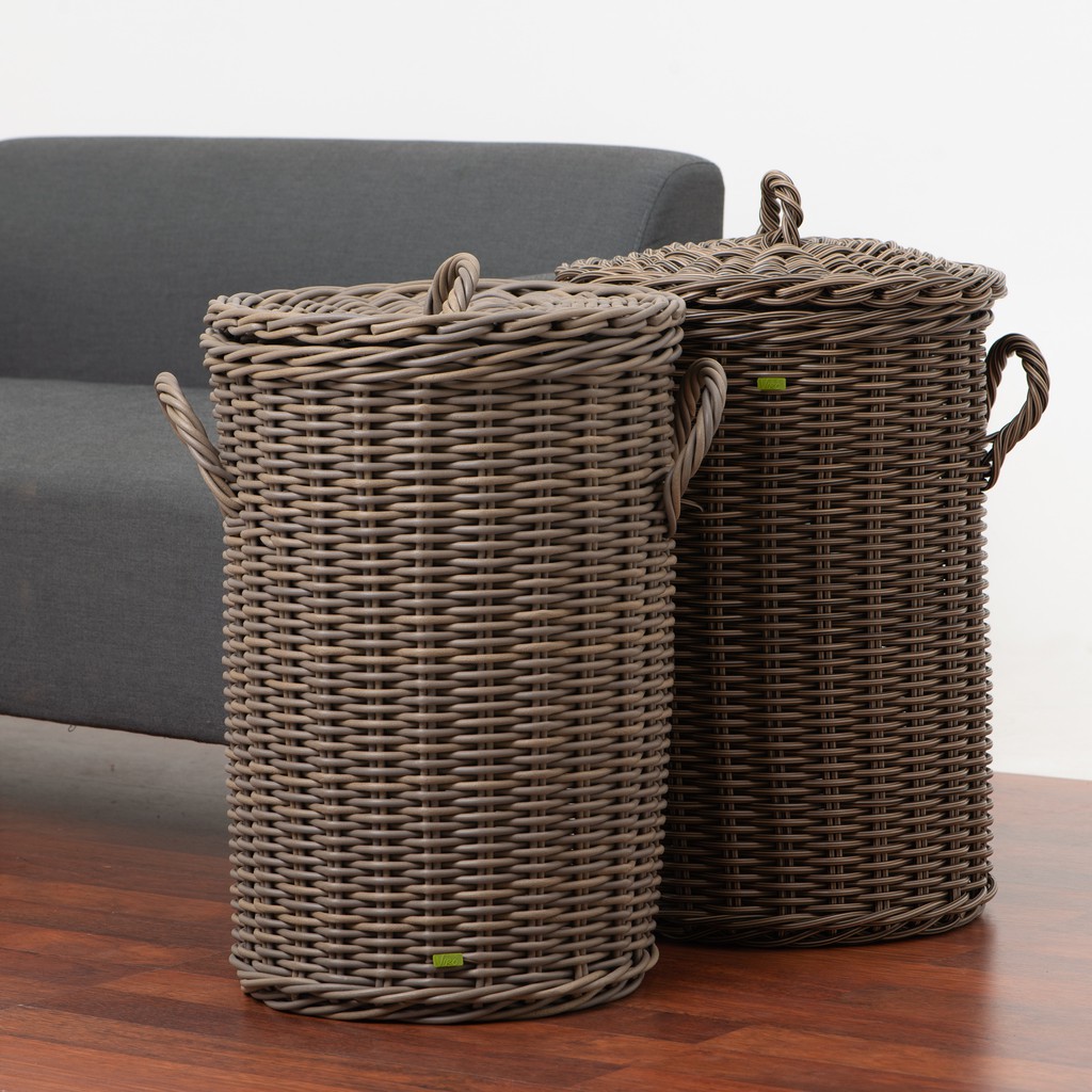  Keranjang Anyaman  Rotan Laundry Basket Dengan Tutup 