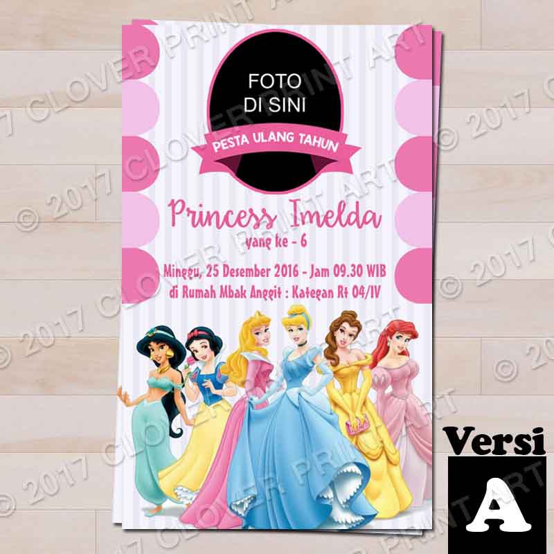 Isi 10 Kartu Undangan Ulang Tahun Birthday Invitation Disney Princess