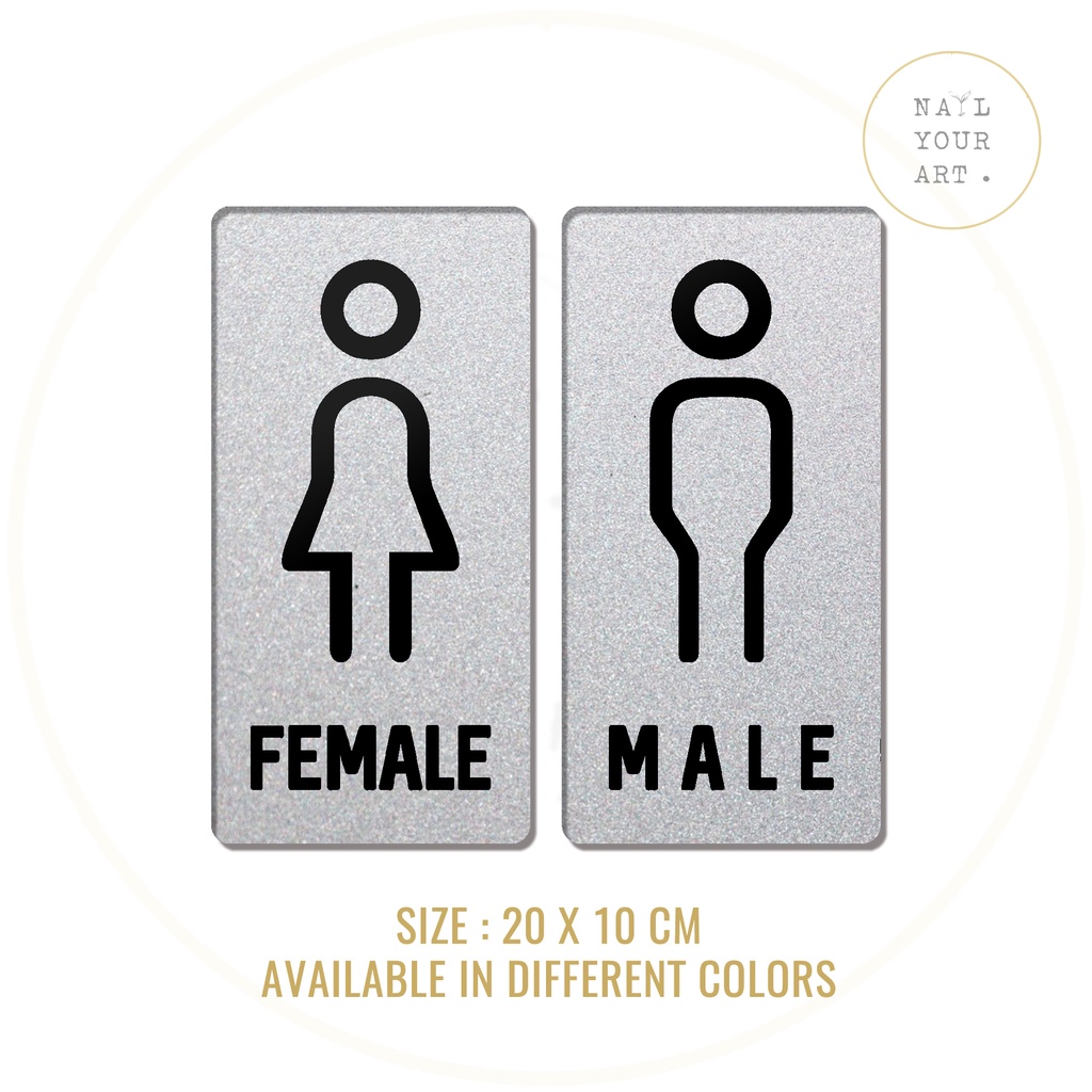 Sign Akrilik Toilet - MALE &amp; FEMALE SET - Pilihan Warna