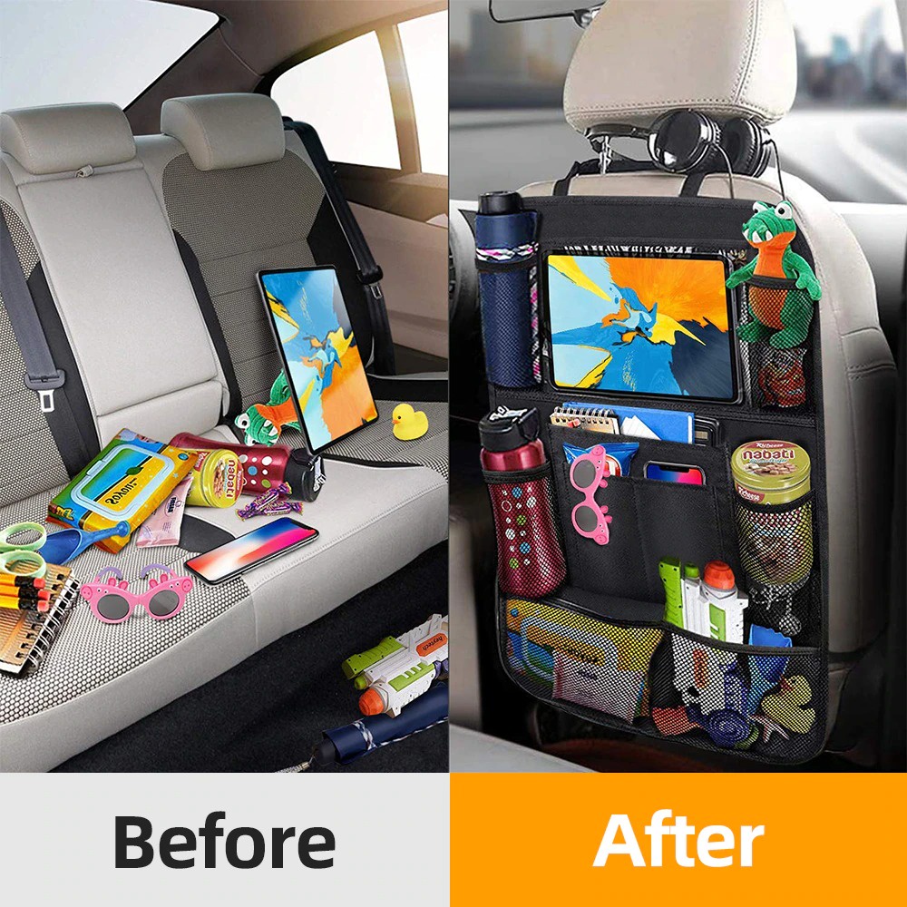 GSSi Kzer Tas Gantung Kursi Belakang Mobil Backseat Organizer With Touch Screen Holder - Kz031 - Black Or-i