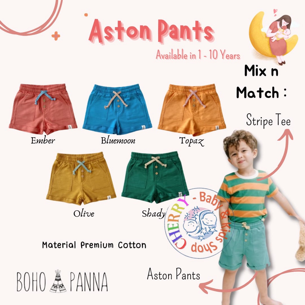 BOHOPANNA - ASTON PANTS - celana anak Unisex Boy Girl New Fashion Short Pants Comfortable CBKS SO