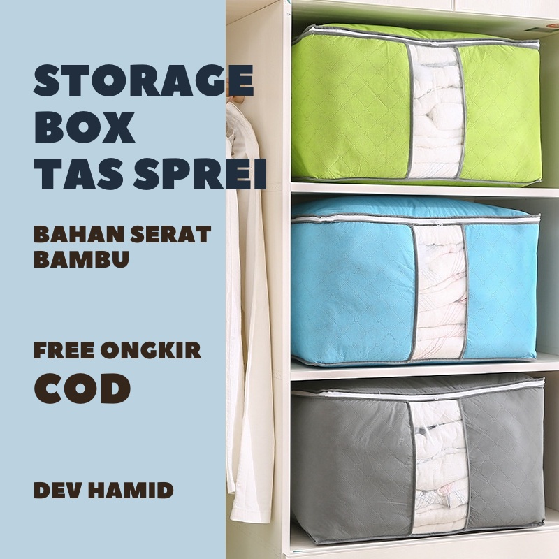 COD Tempat Penyimpanan Bed Cover Bamboo Storage Box Organizer Bag Kotak