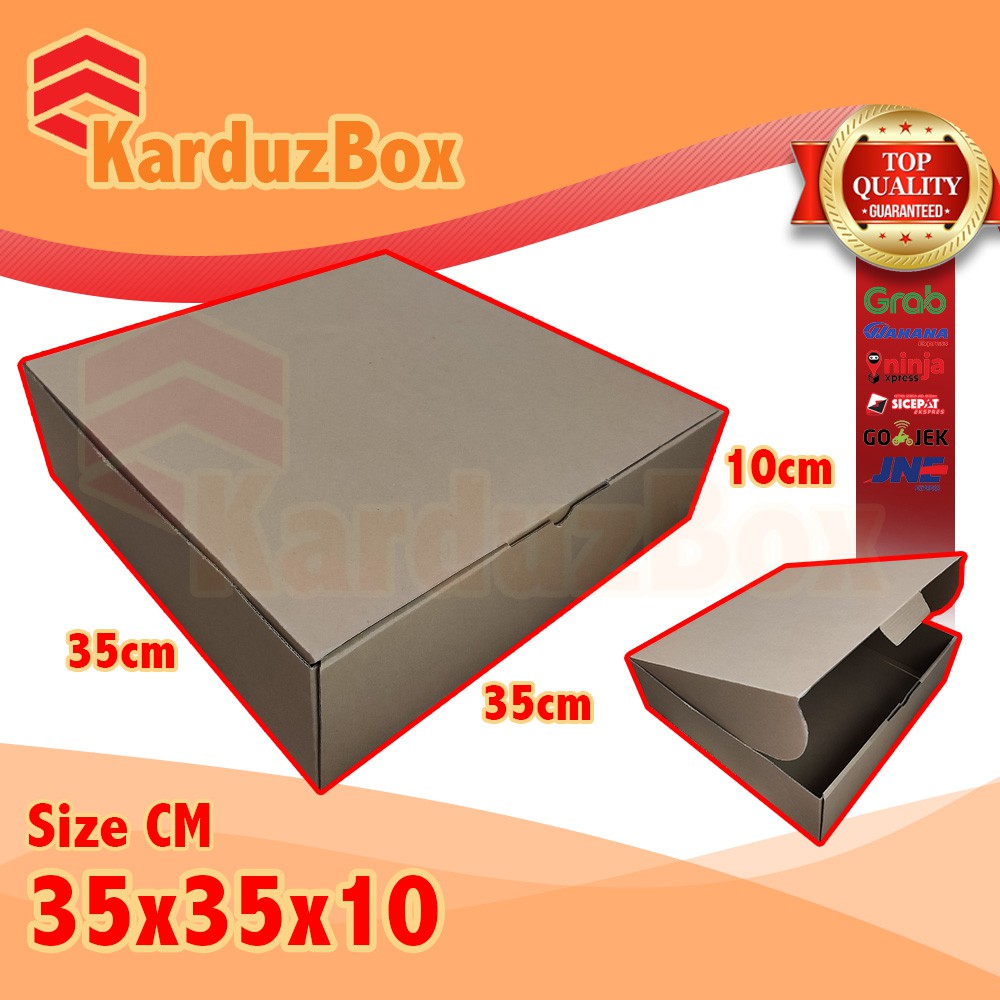 

35x35x10 kotak Kardus Packing Box Pizza, box hampers, box kado, kardus diecut polos