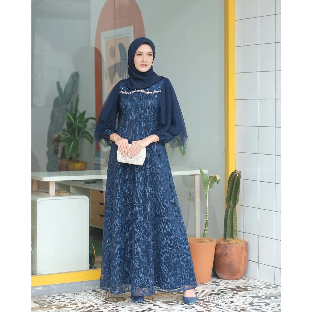 Pusat Bordir Tasikmalaya - Gamis Muslim Dress Brokat Kekinian Busui Dan Wudhu Friendly Req Brukat Ag