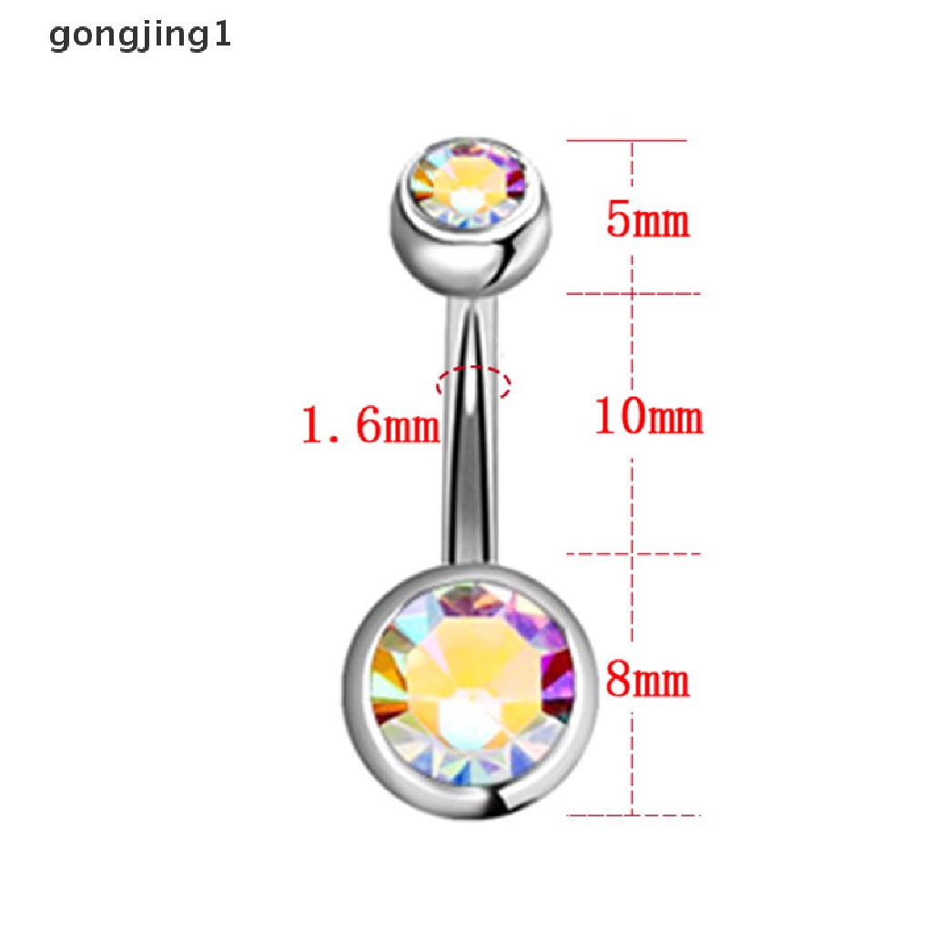 1 Set Cincin Tindik Pusar Hias Kristal Berlian Imitasi