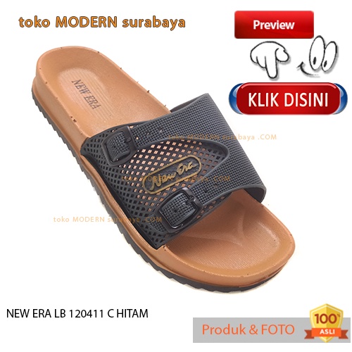 Sandal Wanita casual sandal slide karet murah NEW ERA LB 120411 C HITAM