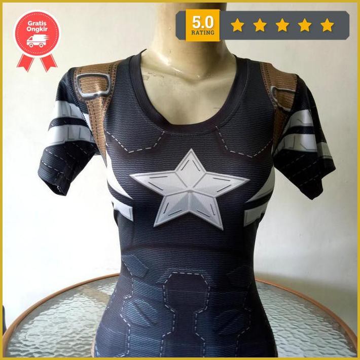 Kaos Baju Singlet Captain America Wanita Senam Bra Yoga Zumba Gym Free Ongkir
