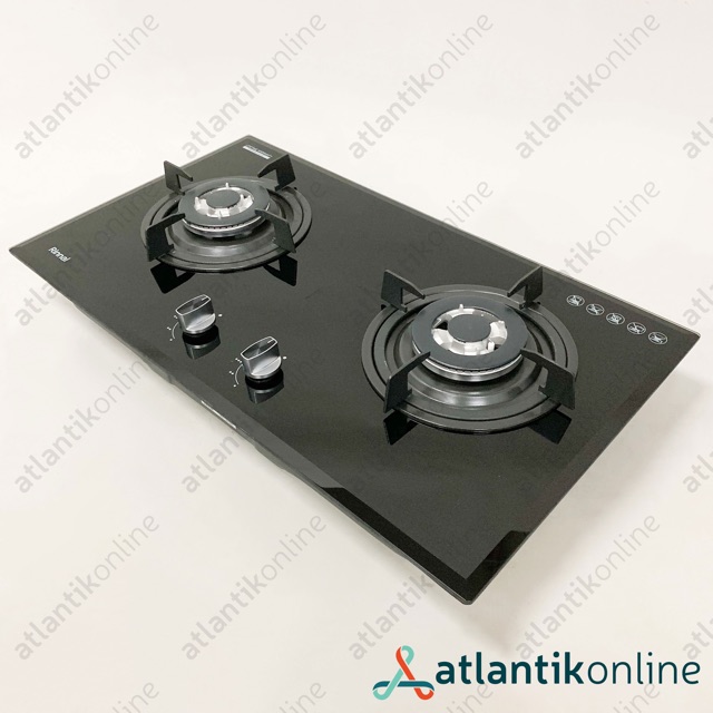 Kompor gas tanam built-in gas hob 2 tungku tempered glass RINNAI RB-772RO G RB772ROG RB 772 ROG
