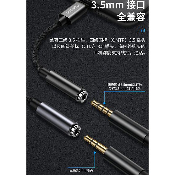 jack adapter Baseus L 3.5 iP Male to 3.5mm Female Adapter