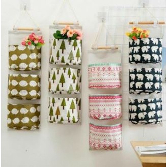 (NCS) Storage Gantung 3 SEKAT / Pouch Gantung / Wall Hanging Organizer Dinding Korea Serbaguna Motif